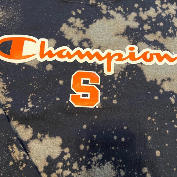 Syracuse Champion crew neck sweatshirt with splattered look #cropped #fun - Picture 2 of 4